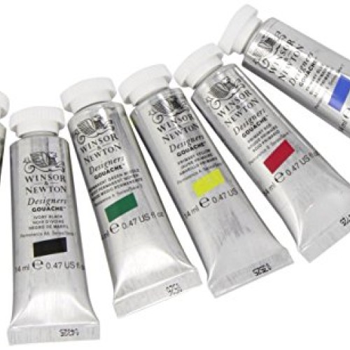 Winsor & Newton Designers Gouache Primary Color 6-Tube Paint Set,...