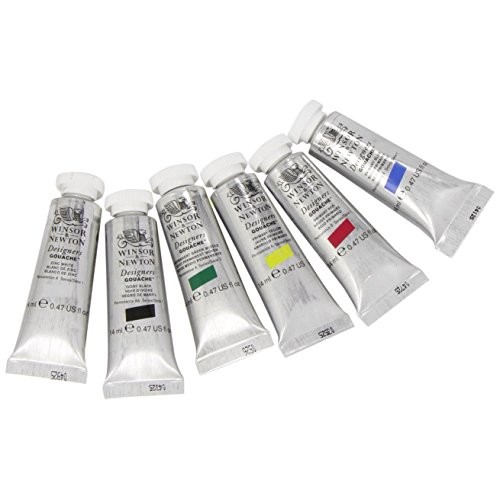 Winsor & Newton Designers Gouache Primary Color 6-Tube Paint Set,...
