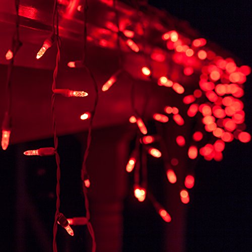 70 M5 Red LED Icicle Lights, 7 on White Wire, Mini Icicle Lights ...