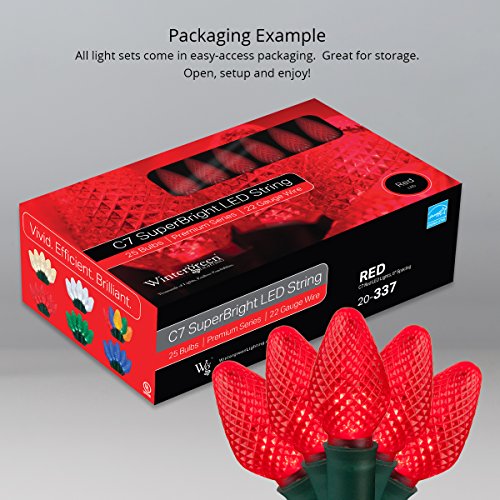 C7 Red Christmas Lights Set of 25, 17 Ft, Red LED Christmas Lights...