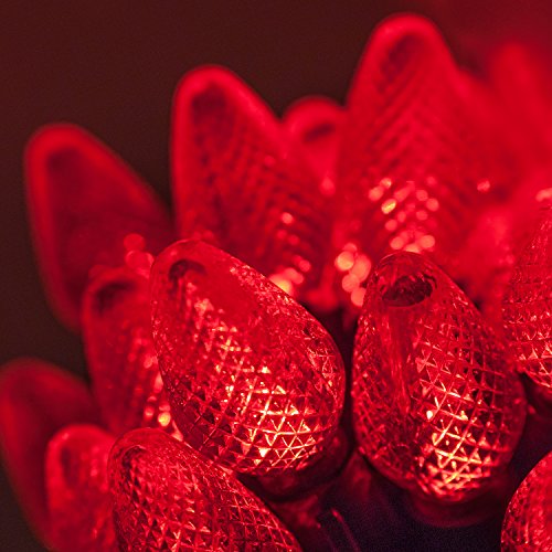 C7 Red Christmas Lights Set of 25, 17 Ft, Red LED Christmas Lights...