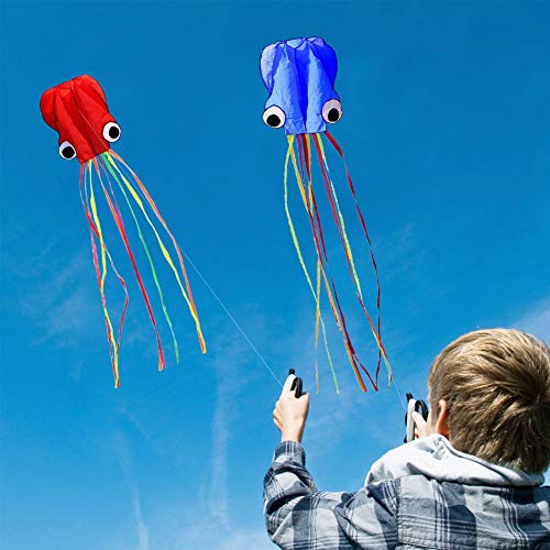 Set of 4 Large 157.5 High Cartoon Big Round Eyes Octopus Kites wi...