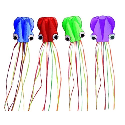 Set of 4 Large 157.5 High Cartoon Big Round Eyes Octopus Kites wi...