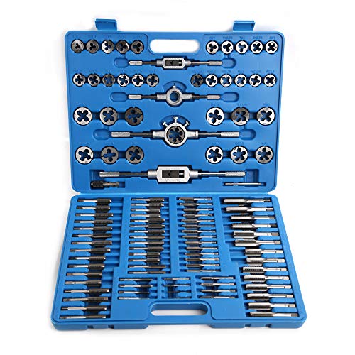 110 Piece Combination Tap and Die Set Alloy Steel 55°- 60° Metric ...