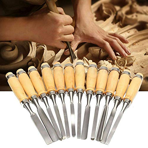 12 Piece Set Professional Wood Carving Sharp Hand Chisel DIY Tools...