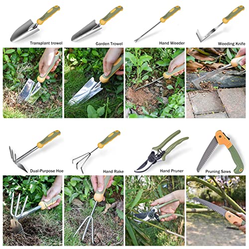 Garden Tool Set, WisaKey 9 Piece Stainless Steel Heavy Duty Green ...