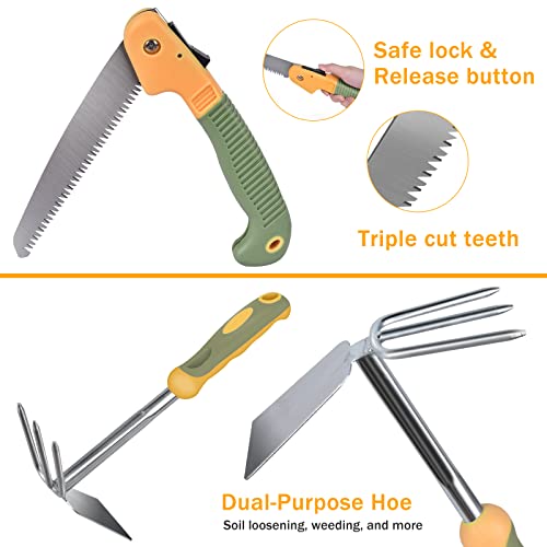 Garden Tool Set, WisaKey 9 Piece Stainless Steel Heavy Duty Green ...