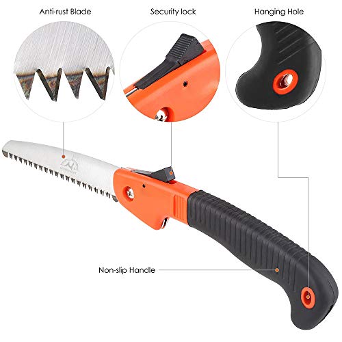 Folding Pruning Saw, Premium Folding Hand Saw with Secure Lock Com...