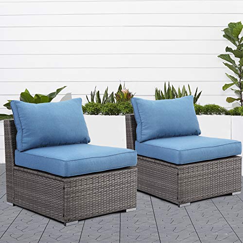 Wisteria Lane 2 Pieces Outdoor Patio Furniture Single Armless Sofa...