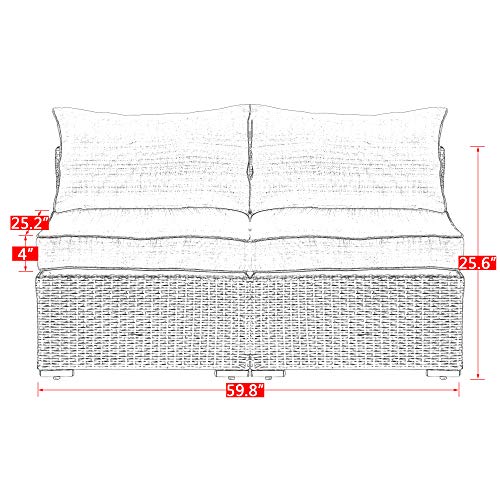 Wisteria Lane 2 Pieces Outdoor Patio Furniture Single Armless Sofa...