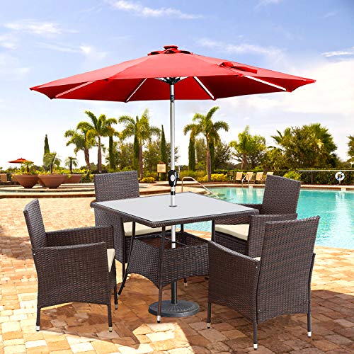 Wisteria Lane 5 Piece Outdoor Patio Dining Set, Wicker Glassed Tab...