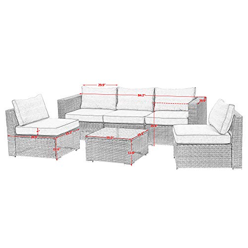 Wisteria Lane 6 Piece Outdoor Furniture Set, Patio Sectional Sofa ...