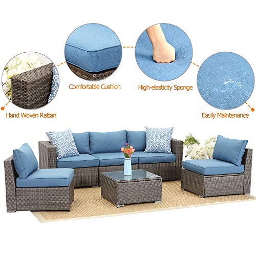 Wisteria Lane 6 Piece Outdoor Furniture Set, Patio Sectional Sofa ...