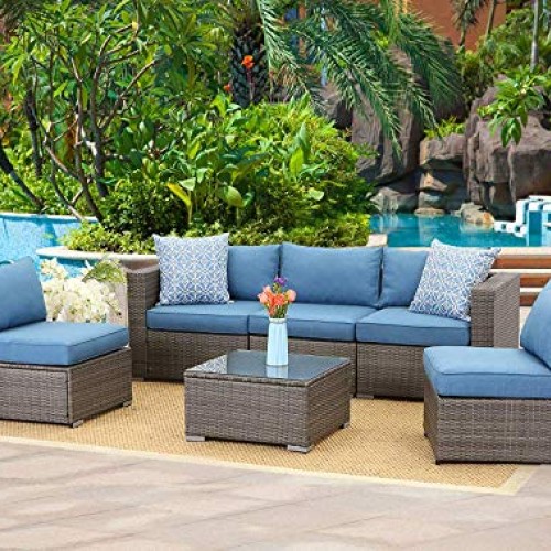 Wisteria Lane 6 Piece Outdoor Furniture Set, Patio Sectional Sofa ...
