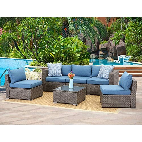 Wisteria Lane 6 Piece Outdoor Furniture Set, Patio Sectional Sofa ...