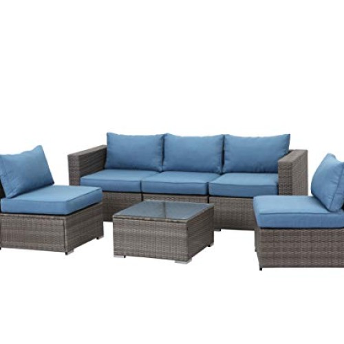 Wisteria Lane 6 Piece Outdoor Furniture Set, Patio Sectional Sofa ...
