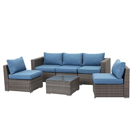 Wisteria Lane 6 Piece Outdoor Furniture Set, Patio Sectional Sofa ...