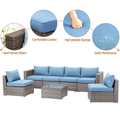 Wisteria Lane Outdoor Furniture Set, 7 PCS Patio Sectional Sofa wi...
