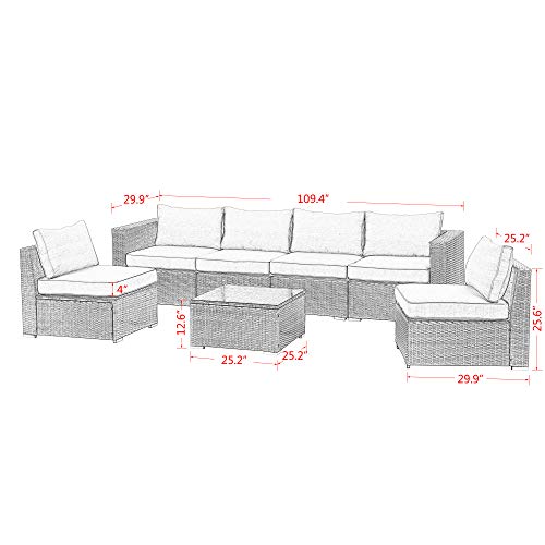 Wisteria Lane Outdoor Furniture Set, 7 PCS Patio Sectional Sofa wi...