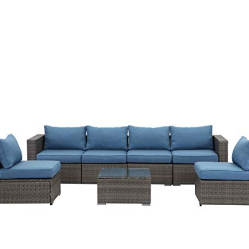 Wisteria Lane Outdoor Furniture Set, 7 PCS Patio Sectional Sofa wi...