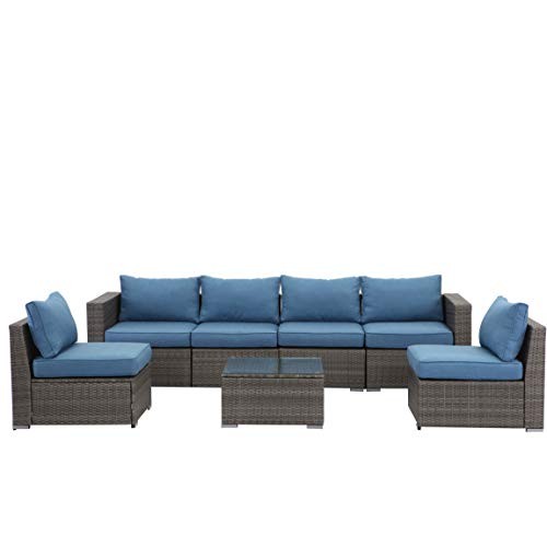 Wisteria Lane Outdoor Furniture Set, 7 PCS Patio Sectional Sofa wi...