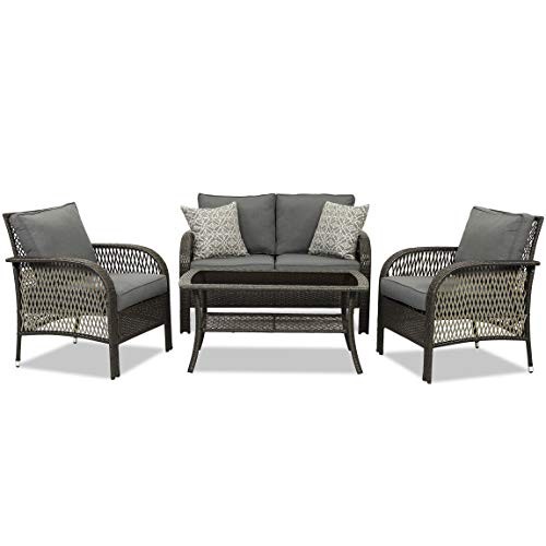 Wisteria Lane Outdoor Furniture Sets - 4 Piece Patio Conversation ...