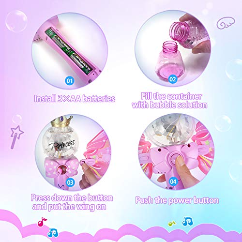 WisToyz Bubble Machine Bubble Blower with Detachable Wings, Musica...