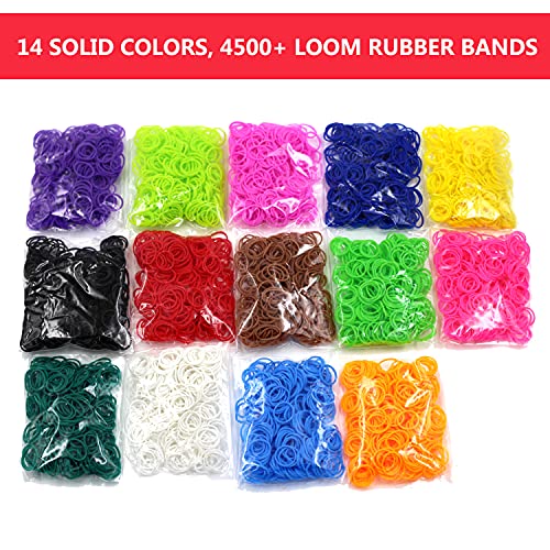 4860+ Loom Rubber Bands Refill Set: 14 Solid Colors 4500 Loom Band...