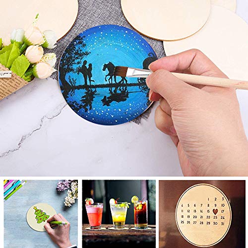 WLIANG 25 Pcs 4 Inch Wood Circles, Unfinished Wood Circles Round D...