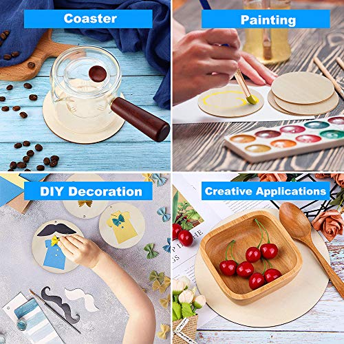 WLIANG 25 Pcs 4 Inch Wood Circles, Unfinished Wood Circles Round D...
