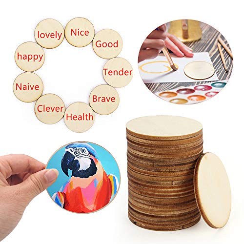 WLIANG 25 Pcs 4 Inch Wood Circles, Unfinished Wood Circles Round D...