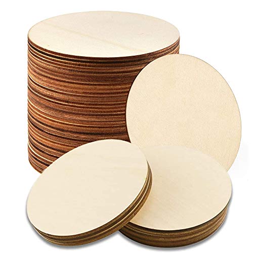 WLIANG 25 Pcs 4 Inch Wood Circles, Unfinished Wood Circles Round D...