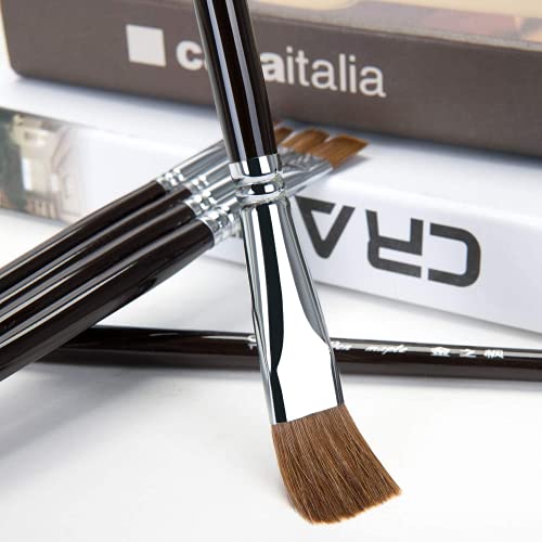 6 Pieces Flat Paint Brush Artist Sable Brush Set with Wooden Handl...