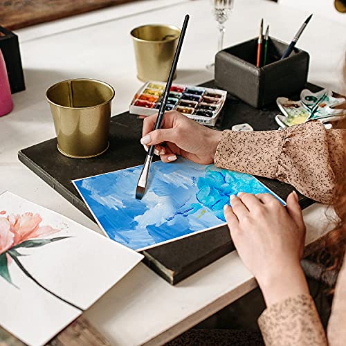6 Pieces Flat Paint Brush Artist Sable Brush Set with Wooden Handl...