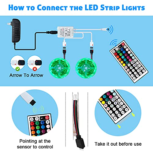 WLTOEOO Led Strip Lights, 32.8ft Flexible Color Changing RGB Led W...