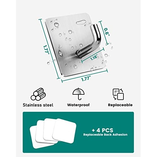 WNXSLOAD Adhesive Hooks, No Damage Towel Hooks for Hanging Coat/Ro...