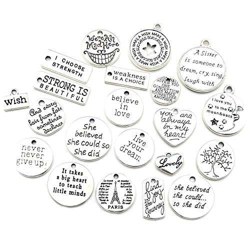 WOCRAFT 40pcs Inspiration Words Charms Craft Supplies Beads Charms...
