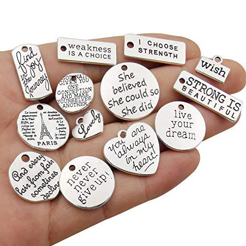 WOCRAFT 40pcs Inspiration Words Charms Craft Supplies Beads Charms...