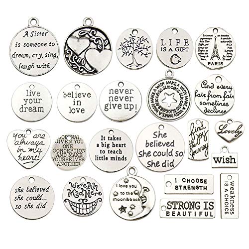 WOCRAFT 40pcs Inspiration Words Charms Craft Supplies Beads Charms...