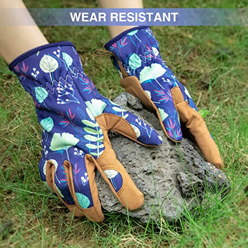 Leather Gardening Working Gloves for Women, Abrasion Garden Gloves...