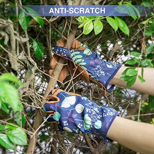 Leather Gardening Working Gloves for Women, Abrasion Garden Gloves...