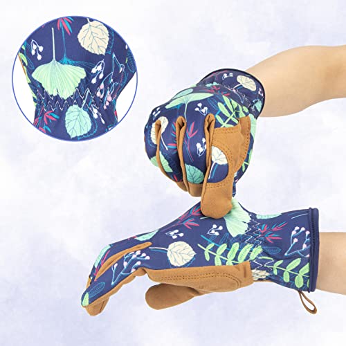 Leather Gardening Working Gloves for Women, Abrasion Garden Gloves...