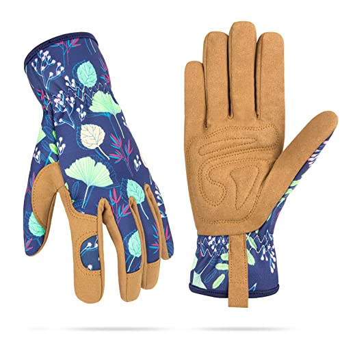 Leather Gardening Working Gloves for Women, Abrasion Garden Gloves...