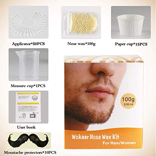 Nose Wax Kit, 100g Wax, 30 Applicators. Nose Ear Hair Instant Remo...