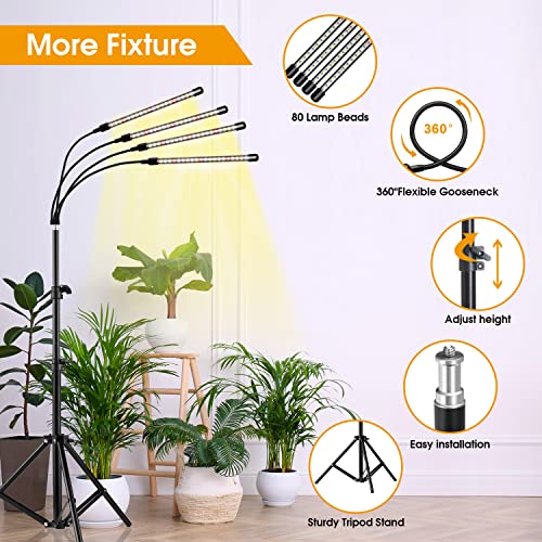 wolezek Grow Lights for Indoor Plants, 4-Head Full Spectrum LED Gr...