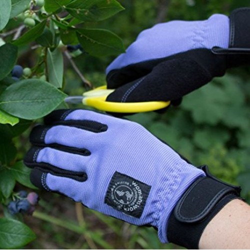 Womanswork Stretch Gardening Glove with Micro Suede Palm, Purple, ...