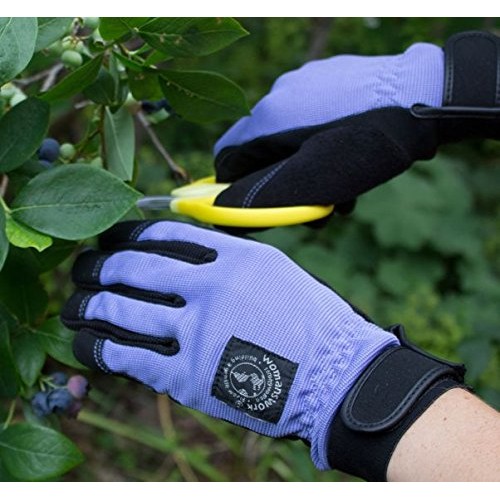 Womanswork Stretch Gardening Glove with Micro Suede Palm, Purple, ...