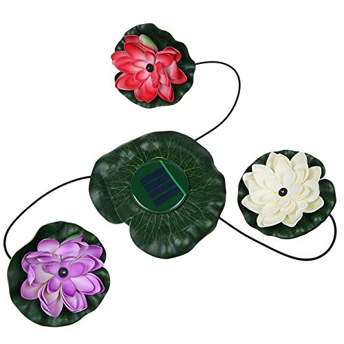 WONFAST Waterproof Colorful Solar Floating LED Lotus Light Night L...