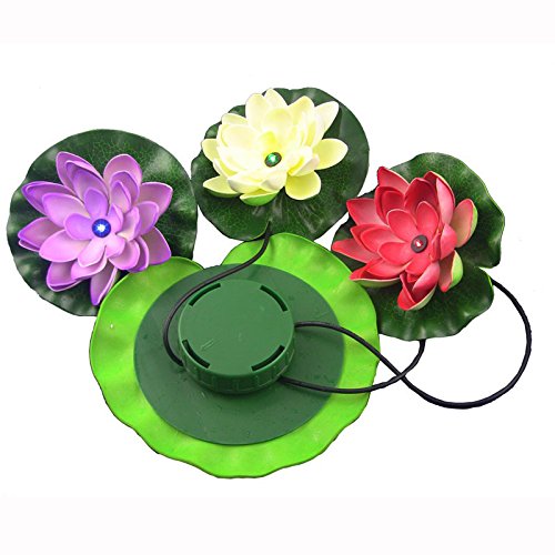 WONFAST Waterproof Colorful Solar Floating LED Lotus Light Night L...