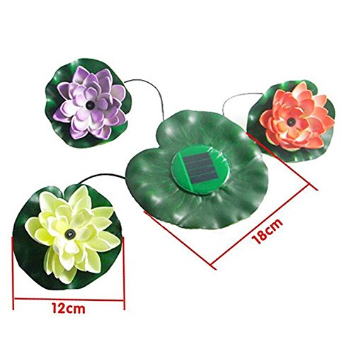 WONFAST Waterproof Colorful Solar Floating LED Lotus Light Night L...